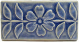 Flowering Vine 3"x6" Ceramic Handmade Tile - Watercolor Blue Glaze