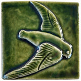 Flying Swift 4"x4" Ceramic Handmade Tile - leaf green