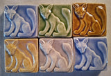 Fox 2"x2" Ceramic Handmade Tile - Multi Glaze