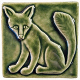 Fox 4"x4" Ceramic Handmade Tile - Leaf Green Glaze