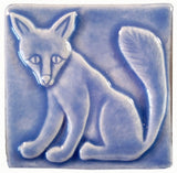Fox 4"x4" Ceramic Handmade Tile - Watercolor Blue Glaze