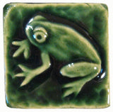 Frog 2"x2" Ceramic Handmade Tile - Leaf Green Glaze