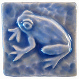Frog 2"x2" Ceramic Handmade Tile - Watercolor Blue Glaze