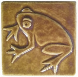 Frog 3"x3" Ceramic Handmade Tile - Honey Glaze