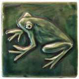 Frog 4"x4" Ceramic Handmade Tile - Leaf Green Glaze