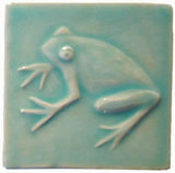 Frog 4"x4" Ceramic Handmade Tile - Pacific Blue Glaze