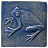Frog 4"x4" Ceramic Handmade Tile - Watercolor Blue Glaze