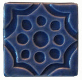 Geometric Pod 3"x3" Ceramic Handmade Tile - Watercolor Blue Glaze