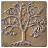 Ginkgo Tree 4"x4" Ceramic Handmade Tile - Hyacinth Glaze