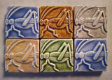Grasshopper 2"x2" Ceramic Handmade Tile - Multi Glaze Grouping