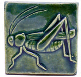 Grasshopper 3"x3" Ceramic Handmade Tile - Leaf Green Glaze