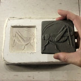 Grasshopper 3"x3" Ceramic Handmade Tile - process photo