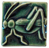 Grasshopper 2"x2" Ceramic Handmade Tile - Leaf Green Glaze