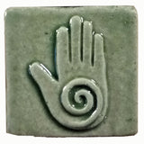 Healing Hand 2"x2" Ceramic Handmade Tile - Spearmint Glaze
