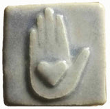 Heart in Hand 2"x2" Ceramic Handmade Tile - Hyacinth  Glaze