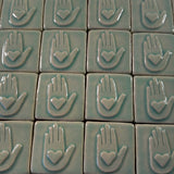 Heart in Hand 2"x2" Ceramic Handmade Tile - Pacific Blue Grouping