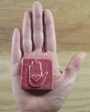 Heart in Hand 2"x2" Ceramic Handmade Tile - Size Reference