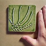Heather 4"x4" Ceramic Handmade Tile - spearmint glaze 
