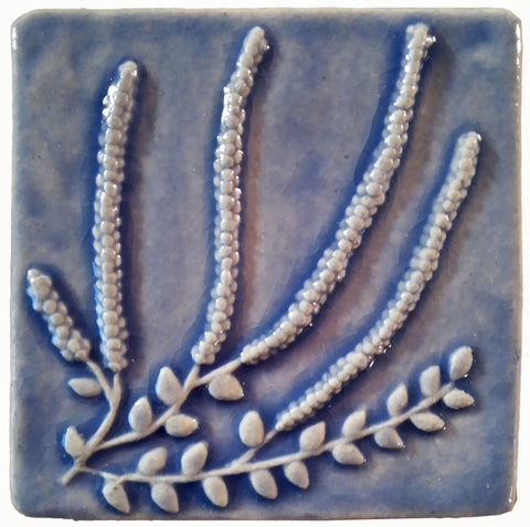 Heather 4"x4" Ceramic Handmade Tile - Watercolor Blue Glaze
