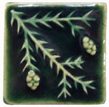 Hemlock 2"x2" Ceramic Handmade Tile - Leaf Green Glaze