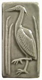 2"x4" Heron facing left Ceramic Handmade Tile - Gray Glaze