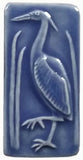 2"x4" Heron facing left Ceramic Handmade Tile - Watercolor Blue Glaze