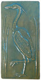 Heron 2 Facing Left 4"x8" Ceramic Handmade Tile - Celadon Glaze