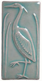Heron 2 Facing Left 3"x6" Ceramic Handmade Tile - Pacific Blue Glaze
