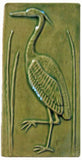 Heron 2 Facing Left 4"x8" Ceramic Handmade Tile - Spearmint Glaze