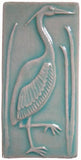 Heron 1 Facing Right 3"x6" Ceramic Handmade Tile - Pacific Blue Glaze