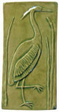 Heron 1 Facing Right 4"x8" Ceramic Handmade Tile - Spearmint Glaze