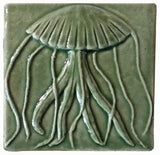 Jellyfish 4"x4" Ceramic Handmade Tile - Spearmint Glaze