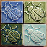 Ladybug 3"x3" Ceramic Handmade Tile - multi glaze grouping