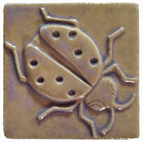 Ladybug 4"x4" Ceramic Handmade Tile - hyacinth glaze