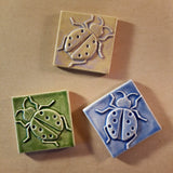 Ladybug 4"x4" Ceramic Handmade Tile - multi glaze
