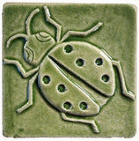 Ladybug 4"x4" Ceramic Handmade Tile - spearmint glaze