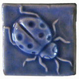 Ladybug 2"x2" Ceramic Handmade Tile - Watercolor Blue Glaze