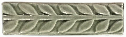 Leaves 1"x4" Border Ceramic Handmade Tile - Spearmint Glaze