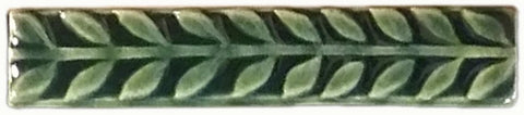 Leaves 1"x6" Border Ceramic Handmade Tile - Leaf Green Glaze