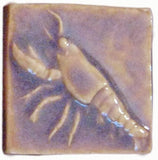 Lobster 2"x2" Ceramic Handmade Tile - Hyacinth Glaze