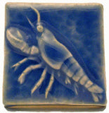 Lobster 2"x2" Ceramic Handmade Tile - Watercolor Blue Glaze