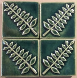Locust 3"x3" Ceramic Handmade Tile - Leaf Green Grouping