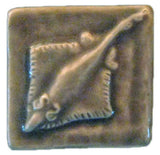 Manta Ray 2"x2" Ceramic Handmade Tile - Gray Glaze