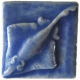 Manta Ray 2"x2" Ceramic Handmade Tile - Watercolor Blue Glaze