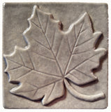 Maple Leaf 4"x4" Ceramic Handmade Tile - Gray Glaze