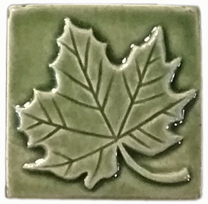 Maple Leaf 3"x3" Ceramic Handmade Tile - Spearmint Glaze