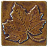 Maple Leaf 4"x4" Ceramic Handmade Tile - Honey Glaze