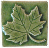 Maple Leaf 2"x2" Ceramic Handmade Tile - Spearmint Glaze