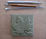 Maple Leaf 3"x3" Ceramic Handmade Tile - In Progress Photo