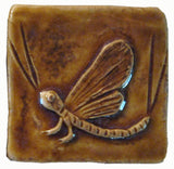 Mayfly 2"x2" Ceramic Handmade Tile - Honey Glaze